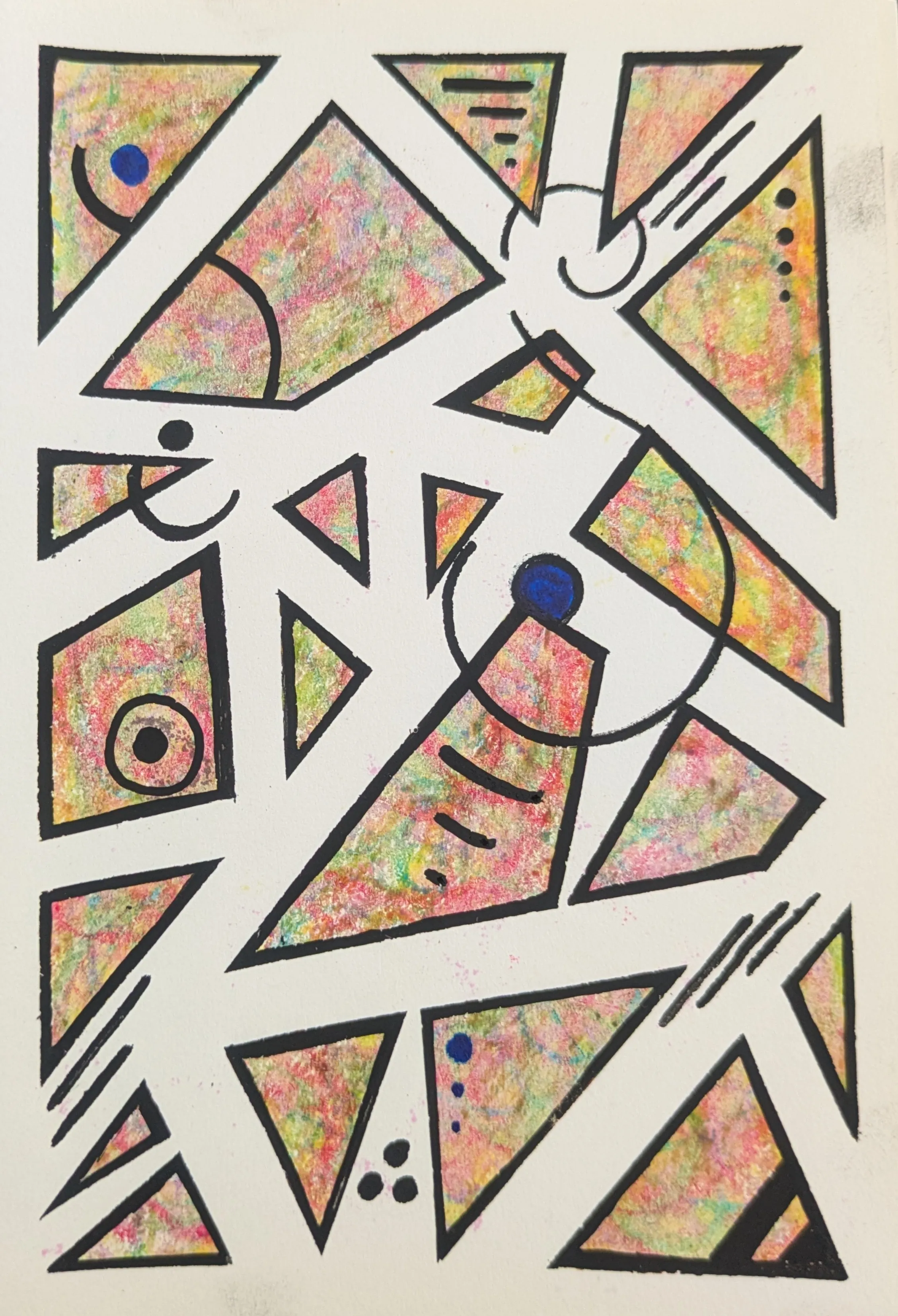 Composition abstraite inspirée par les formes, lignes et couleurs